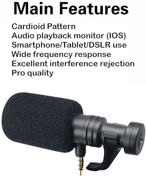 open zoom image for Ampridge MightyMic F Smartphone/DSLR Shotgun Microphone, New, Detail Front