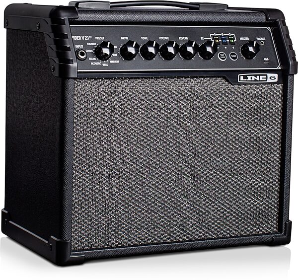 open zoom image for Line 6 Spider V 20 MkII Guitar Combo Amplifier (20 Watts, 1x8"), New, Angled Side