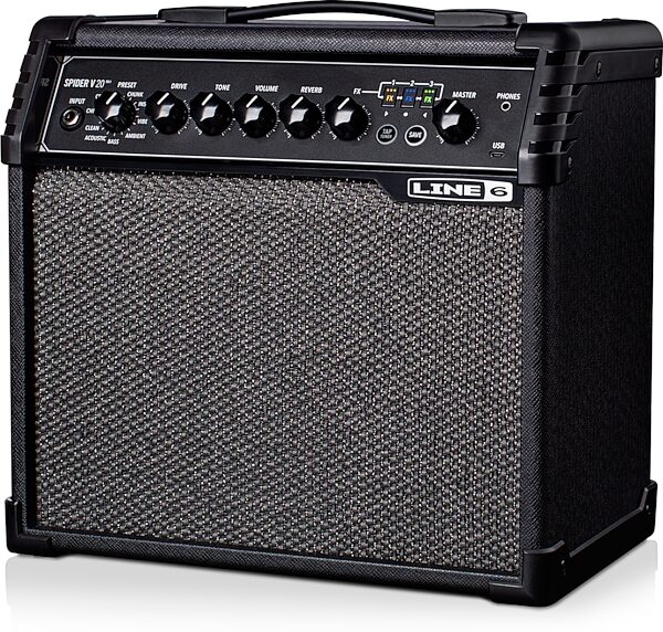 open zoom image for Line 6 Spider V 20 MkII Guitar Combo Amplifier (20 Watts, 1x8"), New, Angled Side