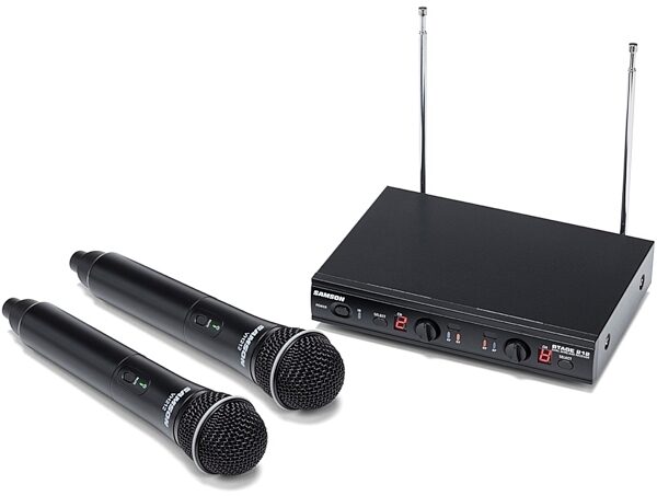 open zoom image for Samson Stage 212 Dual Handheld Vocal VHF Wireless Microphone System, New, ve