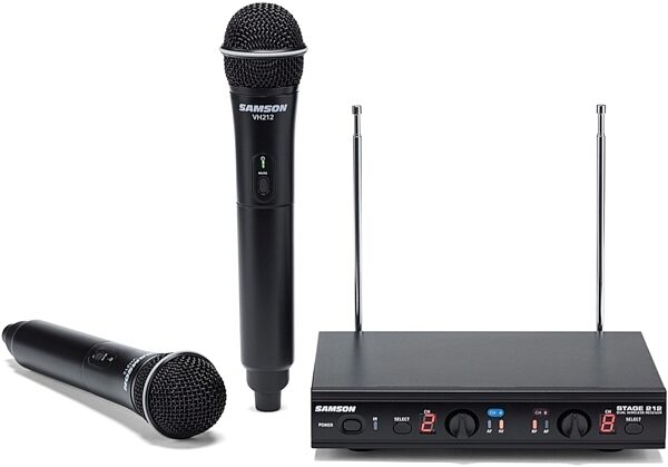 open zoom image for Samson Stage 212 Dual Handheld Vocal VHF Wireless Microphone System, New, Main