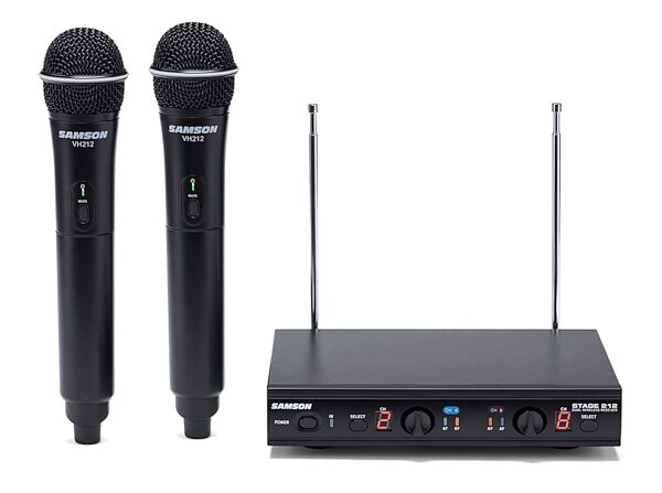 open zoom image for Samson Stage 212 Dual Handheld Vocal VHF Wireless Microphone System, New, ve