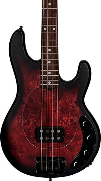 open zoom image for Sterling by Music Man StingRay Ray34 Electric Bass Guitar, Dark Scarlet Burst, Rosewood Fretboard, Open Box (Very Good), Action Position Back