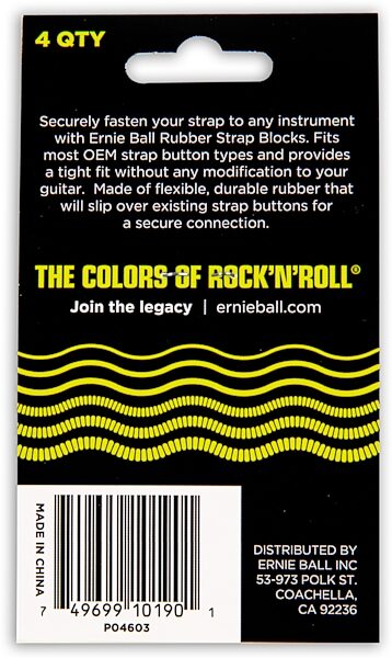 open zoom image for Ernie Ball Strap Blocks, 4-Pack, Black and Red, Action Position Back