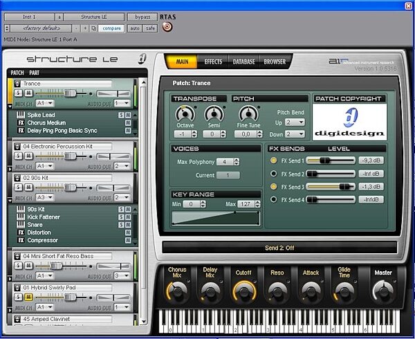 open zoom image for Digidesign Structure LE RTAS Instrument Plug-In, Main