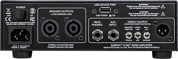 open zoom image for Mesa/Boogie Subway D-350 Class-D Bass Amplifier (350 Watts), New, Action Position Back
