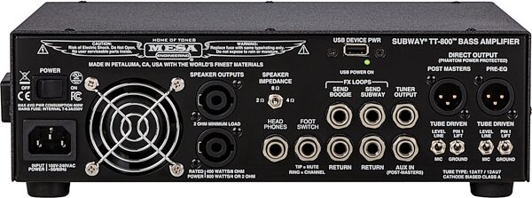 open zoom image for Mesa/Boogie Subway TT-800 Bass Guitar Amplifier Head, New, Action Position Back