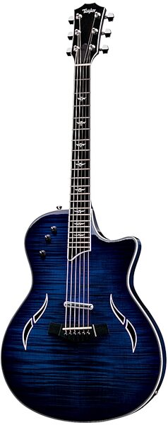 open zoom image for Taylor T5 Thinline Fiveway Custom Maple Cutaway Acoustic-Electric Guitar (with Case), Blue Edgeburst