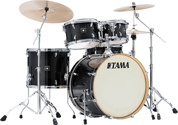open zoom image for Tama CL72S Superstar Classic Drum Shell Kit, 7-Piece, Transparent Black Burst, Action Position Back