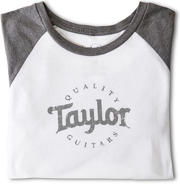 open zoom image for Taylor Ladies Baseball T-Shirt, Grey Frost/White, XL, Action Position Back