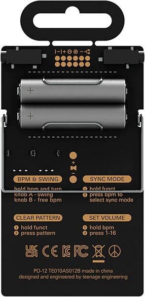 open zoom image for Teenage Engineering PO-12 Rhythm Pocket Operator Drum Machine, New, Action Position Back