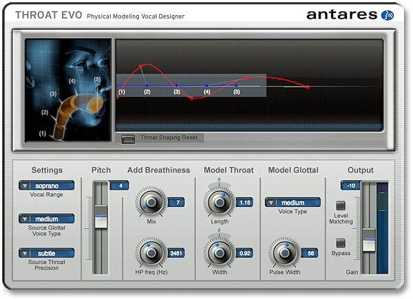 open zoom image for Antares Auto-Tune Vocal Studio Pitch Correcting Software (Mac and Windows), Screenshot - AVOX Evo (Throat Evo)