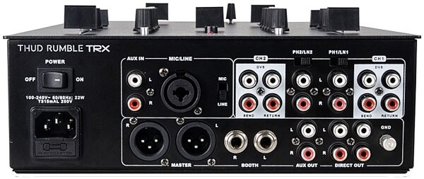 open zoom image for DJ-Tech TRX Thud Rumble DJ QBert Signature Mixer, Black Rear