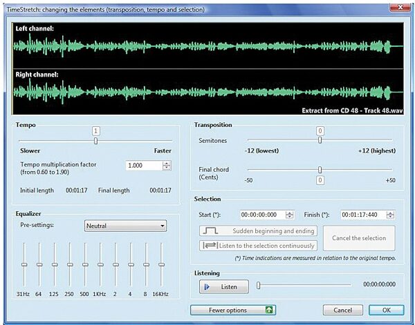 open zoom image for eMedia TimeStretch Software (Windows), Options