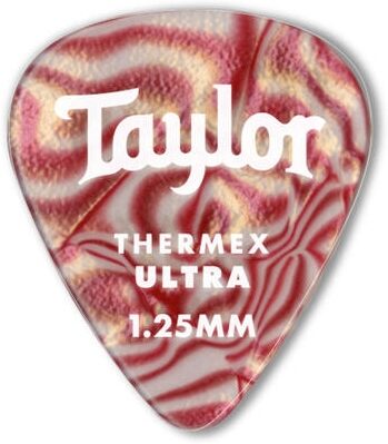 open zoom image for Taylor Thermex Ultra Guitar Picks, 6-Pack, Ruby Swirl, 1.0 millimeter, Action Position Back