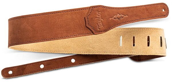 open zoom image for Taylor Gemstone 2.5" Sanded Leather Guitar Strap, Medium Brown, Main