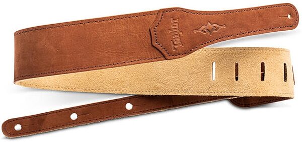 open zoom image for Taylor Gemstone 2.5" Sanded Leather Guitar Strap, Medium Brown, Action Position Back