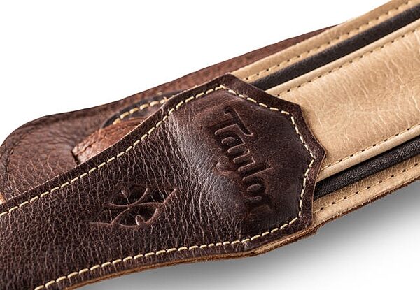 open zoom image for Taylor Reflections 2.5" Leather Guitar Strap, Spruce/Ebony, Action Position Back