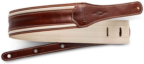 open zoom image for Taylor Element 2.5" Leather Guitar Strap, Brown/Cream, Action Position Back