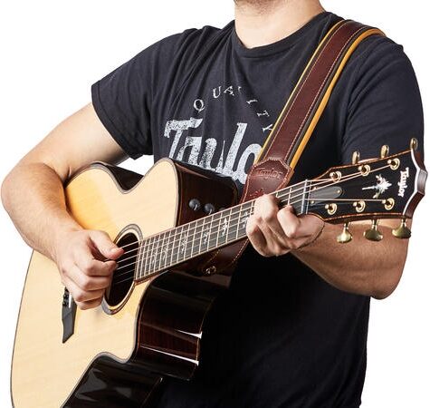open zoom image for Taylor Ascension 2.5" Leather Guitar Strap, New, Action Position Back