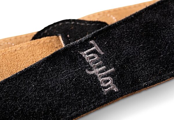 open zoom image for Taylor 2.5" Embroidered Suede Guitar Strap, Black, Alt