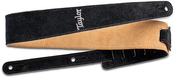 open zoom image for Taylor 2.5" Embroidered Suede Guitar Strap, Black, Main