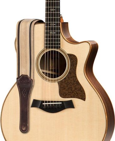 open zoom image for Taylor Reflections 2.5" Leather Guitar Strap, Spruce/Ebony, Action Position Back