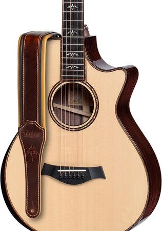 open zoom image for Taylor Ascension 2.5" Leather Guitar Strap, New, Action Position Back
