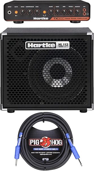 open zoom image for Hartke TX300 Bass Guitar Amplifier Head (300 Watts), Black, Bundle with HL112, Main