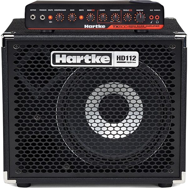 open zoom image for Hartke TX600 Bass Head with HD112 Bass Cabinet Half Stack Pack, Main