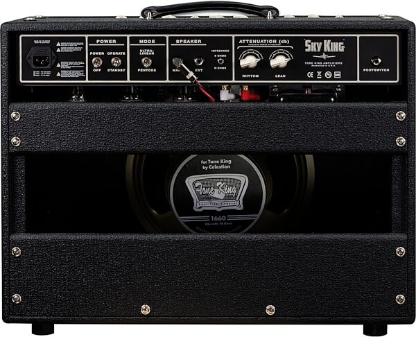 open zoom image for Tone King Sky King Guitar Combo Amplifier (35 Watts, 1x12"), Black, Action Position Back