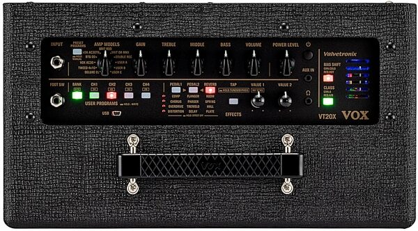open zoom image for Vox VT20X Modeling Guitar Combo Amplifier (20 Watts, 1x8"), Classic Blue, Action Position Back