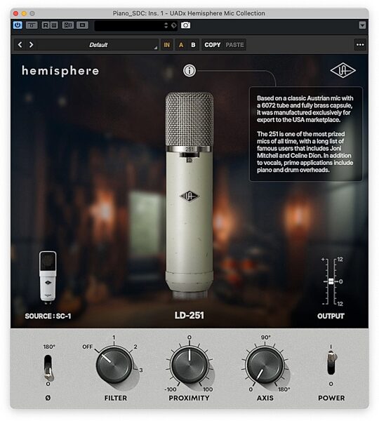 open zoom image for Universal Audio SC-1 Standard Condenser Microphone with Hemisphere Mic Modeling Plug-in, New, Software