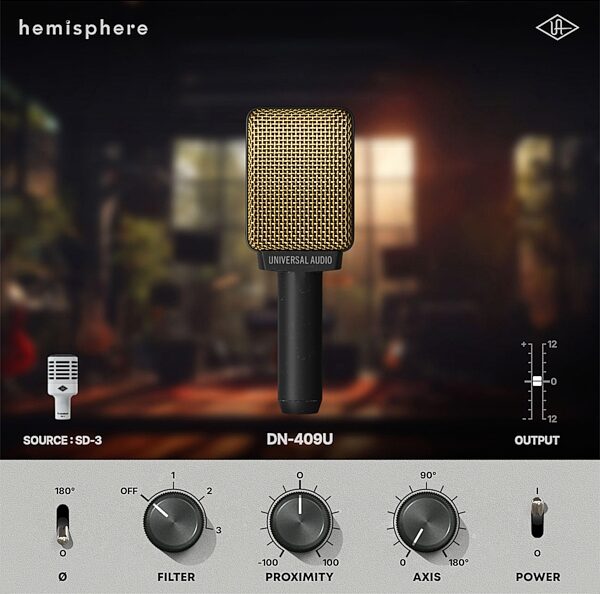 open zoom image for Universal Audio SD-3 Dynamic Modeling Microphone with Hemisphere Mic Modeling Plug-in, Single Microphone, Action Position Back