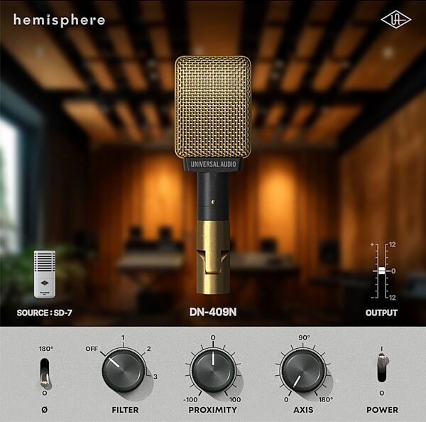 open zoom image for Universal Audio SD-7 Dynamic Microphone with Hemisphere Mic Modeling Plug-in, New, Action Position Back