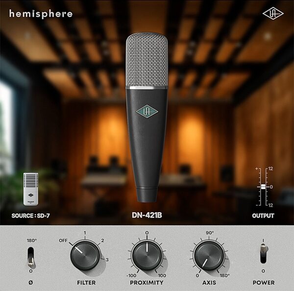 open zoom image for Universal Audio SD-7 Dynamic Microphone with Hemisphere Mic Modeling Plug-in, New, Action Position Back