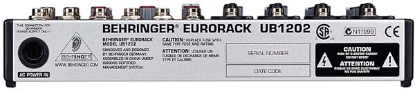 open zoom image for Behringer UB1202 Eurorack 12 Input Mixer, Rear
