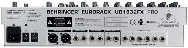 open zoom image for Behringer UB1832FX Pro Eurorack 18 Input Mixer with FX, Rear