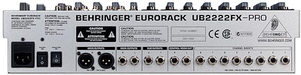 open zoom image for Behringer UB2222FX Pro Eurorack 22 Input Mixer with FX, Rear