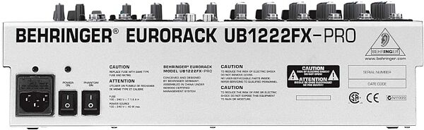 open zoom image for Behringer UB1222 FX Pro Mixer with Effects, Back