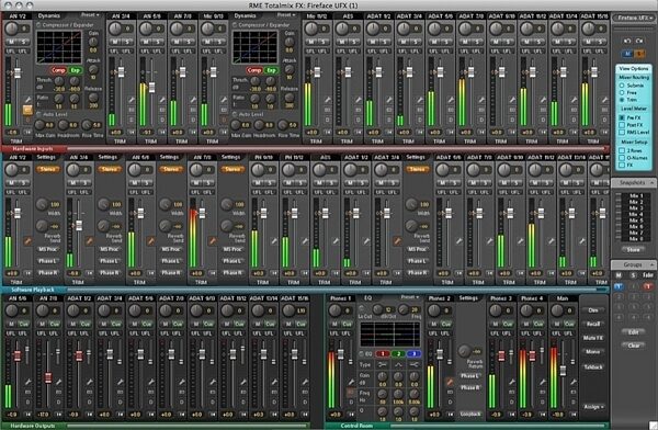 open zoom image for RME Fireface UFX 60-Channel USB and FireWire Audio Interface, TotalMix Screenshot