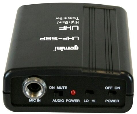 open zoom image for Gemini UHF116HL Headset and Lavalier Wireless Microphone System, Transmitter Top