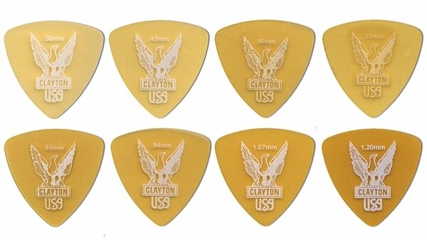 open zoom image for Clayton Ultem Tortoise Guitar Picks (12-Pack), Rounded Triangle