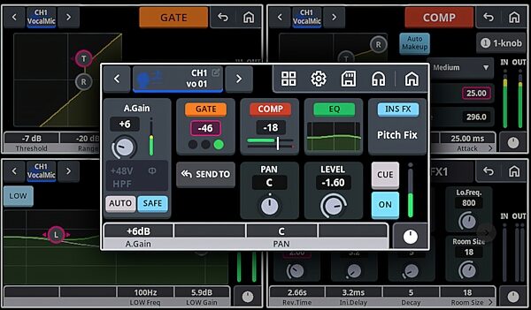 open zoom image for Yamaha URX44 USB Audio Interface with Touchscreen, Black, Action Position Back