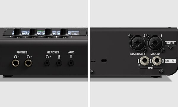 open zoom image for Yamaha URX22 USB Audio Interface with Touchscreen, Black, Action Position Back