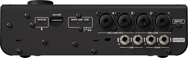 open zoom image for Yamaha URX44 USB Audio Interface with Touchscreen, Black, Action Position Back