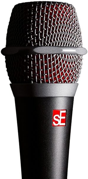 open zoom image for sE Electronics V7 Handheld Supercardioid Dynamic Vocal Microphone, Standard Charcoal/Silver, includes both Black and Red internal windscreens, Action Position Back