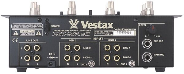 open zoom image for Vestax PMC05PRO2 2-Channel Hip Hop/Scratch Mixer, Rear