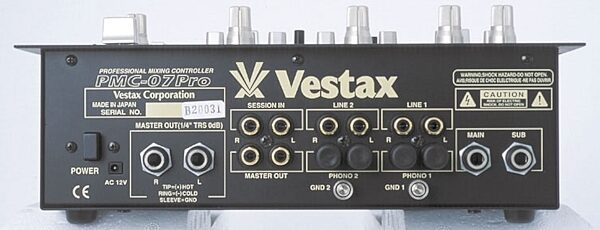 open zoom image for Vestax PMC07PRO 2-Channel Hip Hop/Scratch Mixer, Rear