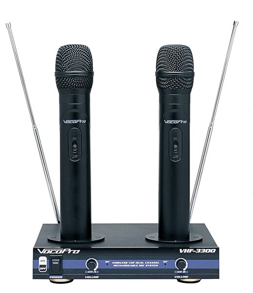 open zoom image for VocoPro VHF-3300 Dual Rechargeable Handheld Wireless Microphone System, 180.20 - 204.80 MHz, Main